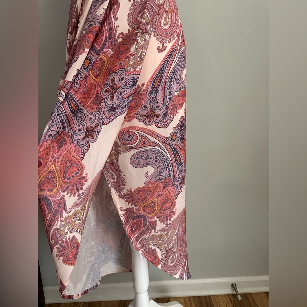 Lulus Special Occasion Janey Blush Paisley Print Surplice Midi Dress Size XS - Picture 5 of 11